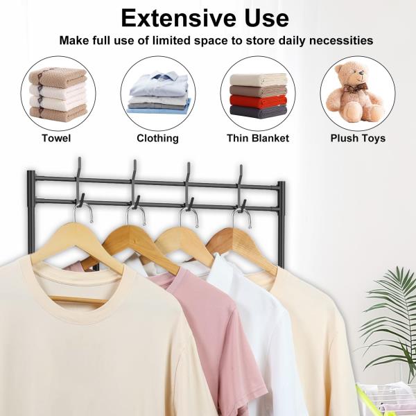 -Tier Space-Saving Hall Tree with Shoe and Hat Rack Waterproof Metal Black
