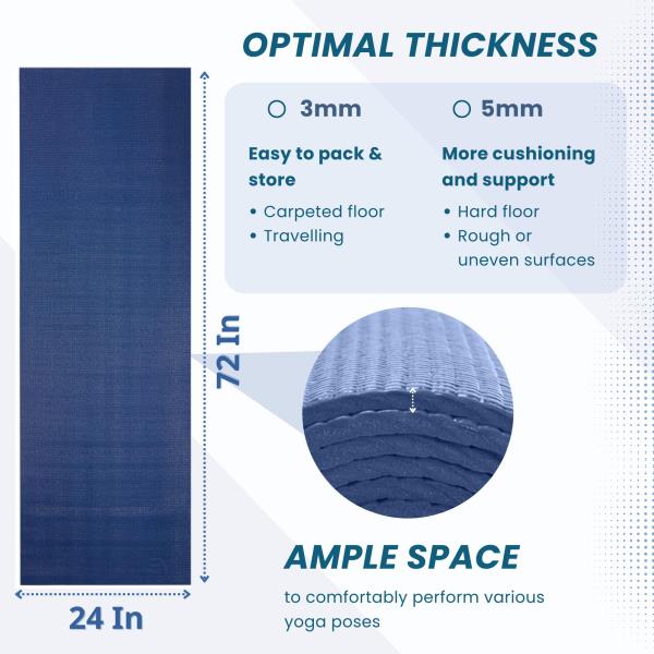 Everyday Yoga Mat 72 x 24 Inch 5mm - True Navy Retail $27.00