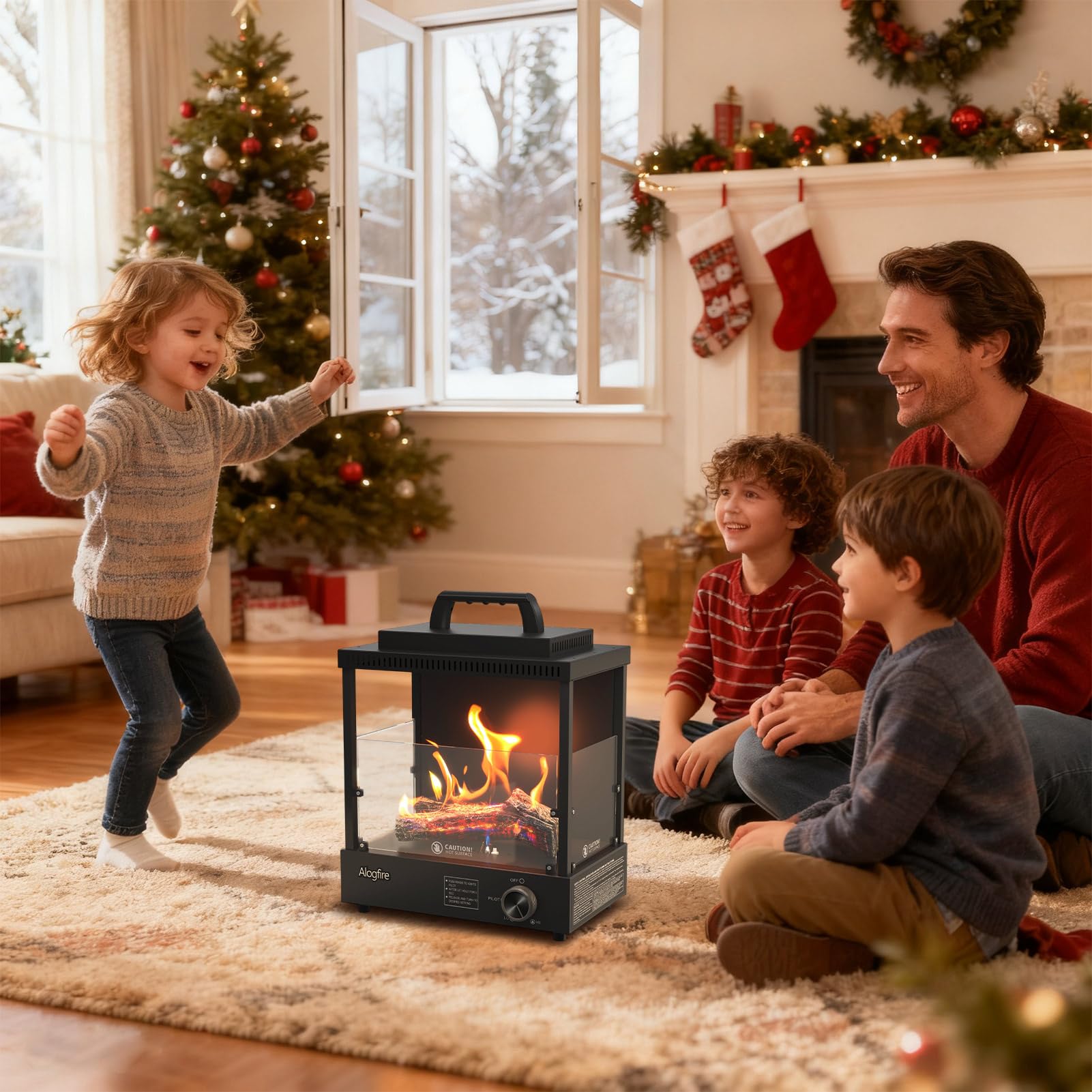 Portable Tabletop Propane Gas Fire Pit 8200 BTU Black