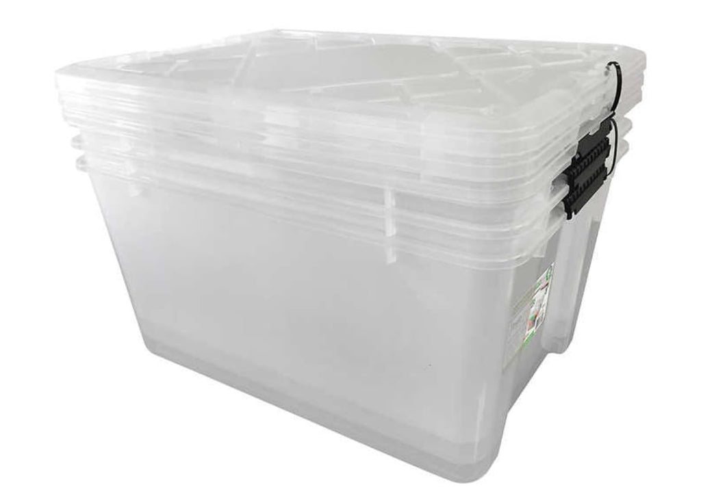 InstaView45 Multi-Use Lidded Storage Bins 45 Quart 3-Pack Stackable Crystal Clear