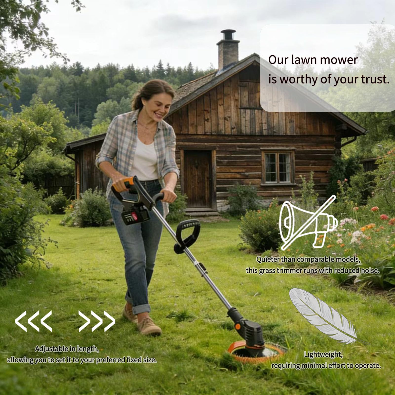 Open-Box New BOUJHYN 21V Cordless String Trimmer with 2x 2.0Ah Batteries Retail $89.00
