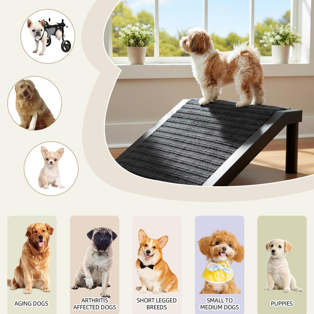 Dog Ramp for Stairs Non-Slip Pet Steps with Locked-in Carpet Iron Frame