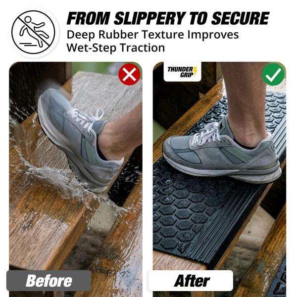 Rubber Stair Treads Outdoor 35x10 5-Pack Non-Slip Weather Resistant Step Mats Black