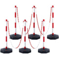 Adjustable Traffic Delineator Post Cones 6 Pack with 6.6FT Chain Red  White