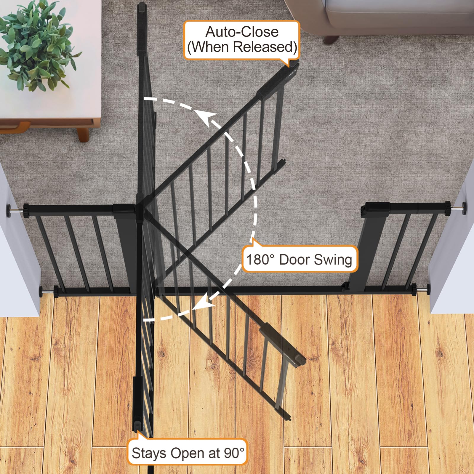 Open-Box New Cumbor Extra Wide Pressure Mounted Safety Baby Gate