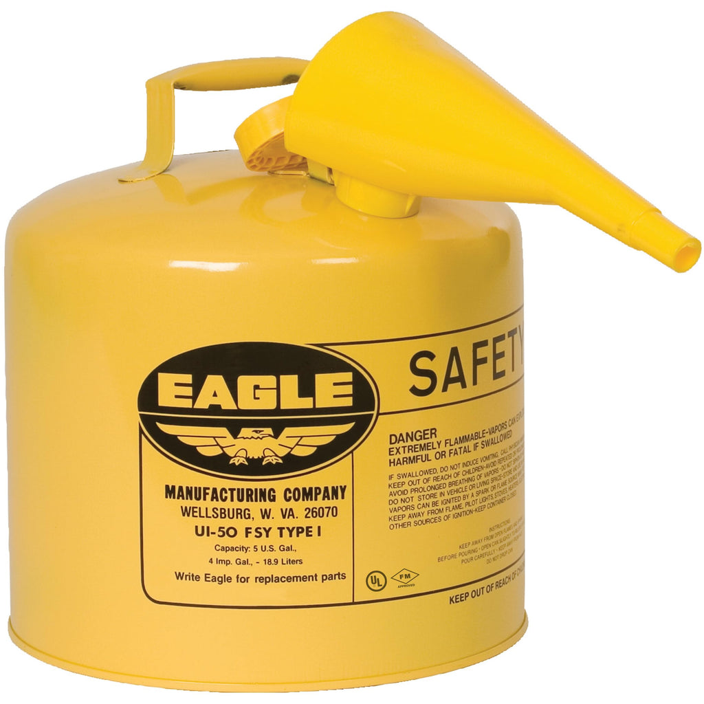 Gallon Type I Yellow Safety Gas Can for Diesel with Flame Arrester and Funnel