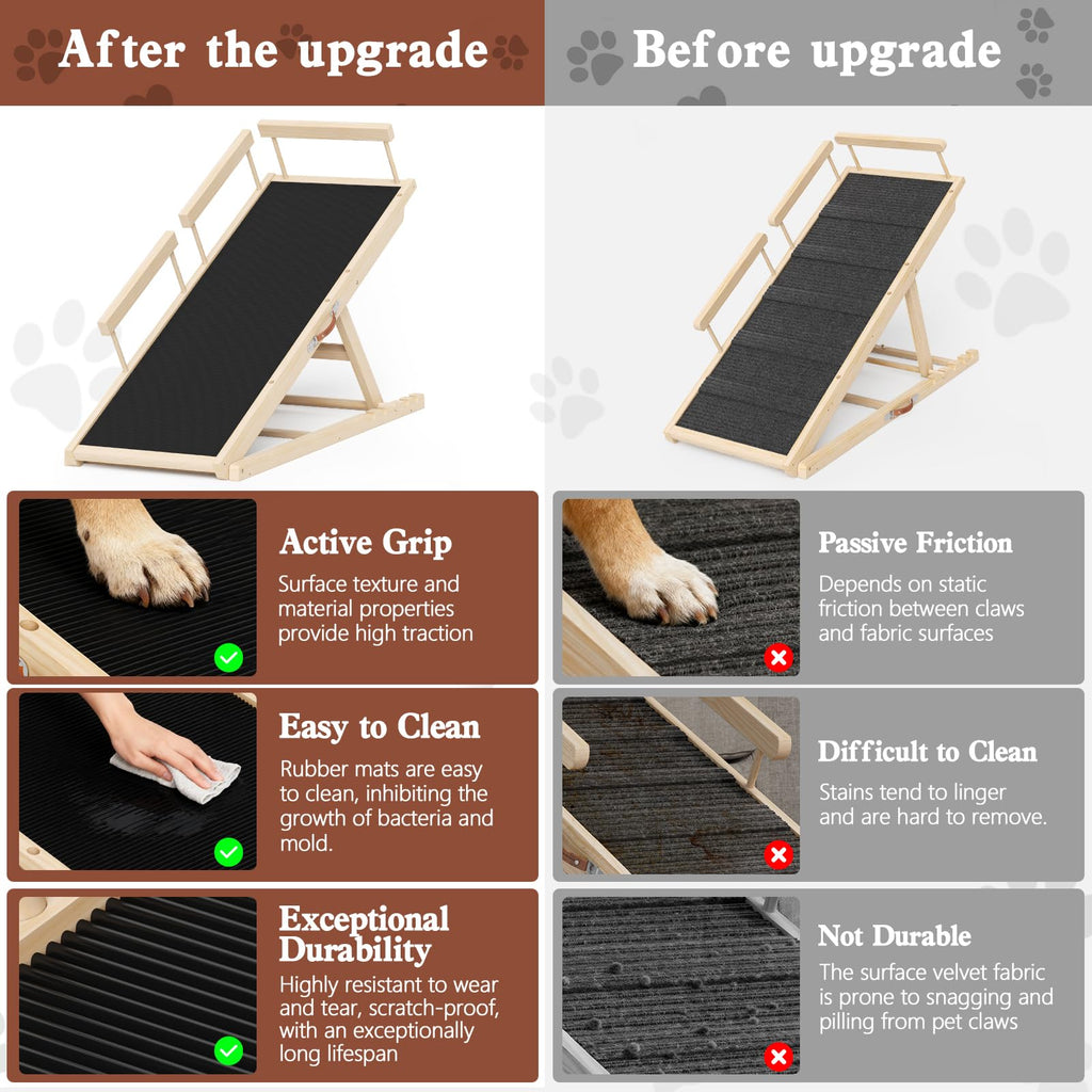 Wooden Dog Ramp 55.12in Adjustable Height for Small Medium Large Dogs - Wood