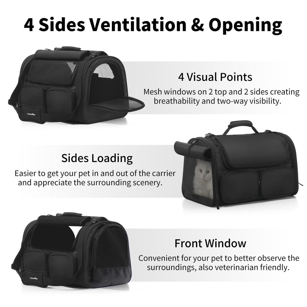 Open-Box New FUKUMARU Airline Approved Soft-Sided Pet Carrier w 4 Mesh Windows 15 lb Retail $32.00
