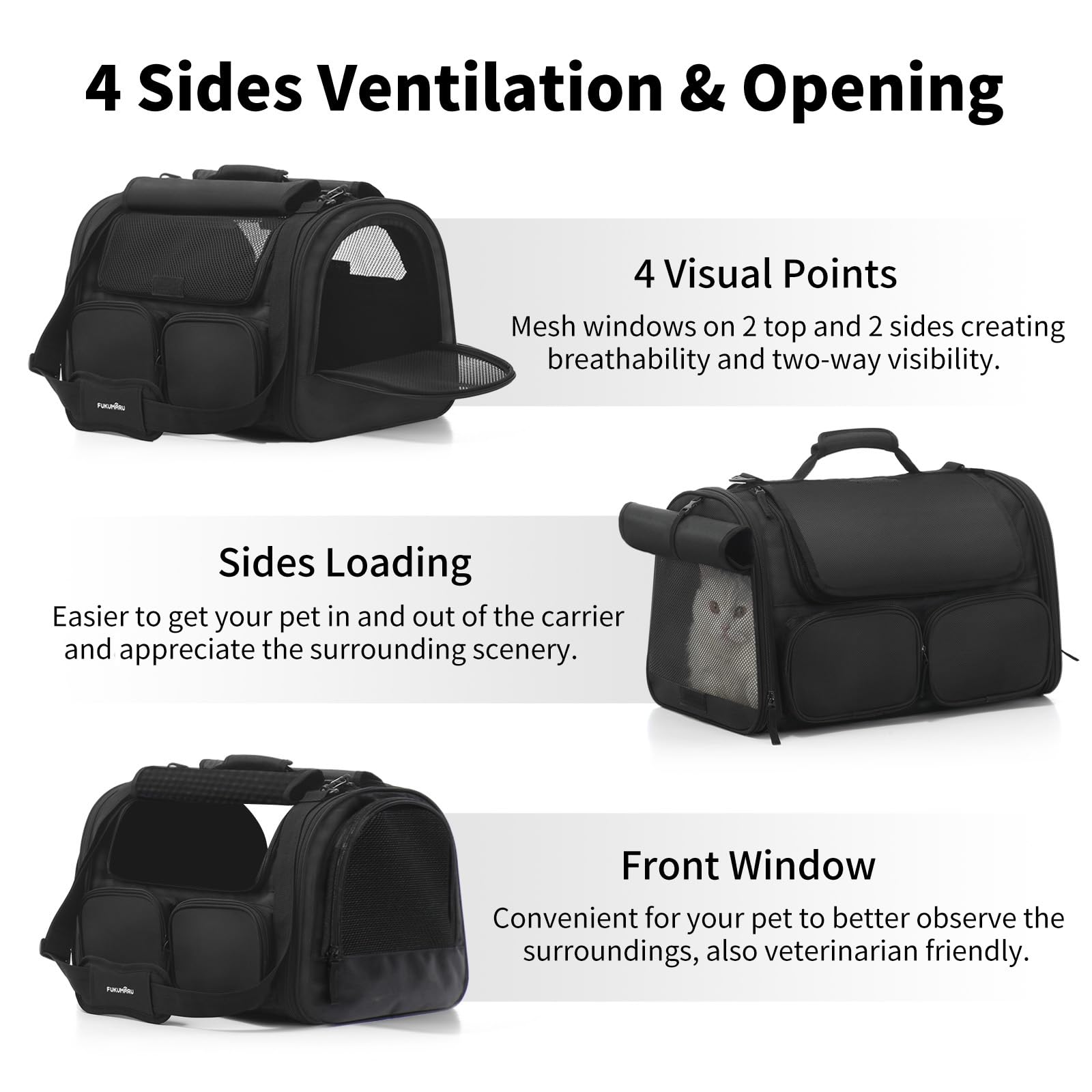 Open-Box New FUKUMARU Airline Approved Soft-Sided Pet Carrier w 4 Mesh Windows 15 lb Retail $32.00