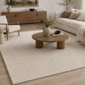 Scandilivin Homes 100% Wool Hand Woven Knit Popcorn Rug (6'x9' - Ivory) Retail $234.00