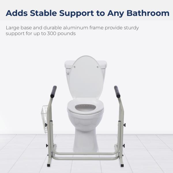 Drive Medical Freestanding Toilet Safety Frame Grab Bar Rail White