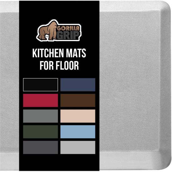 GORILLA GRIP Cushioned Antifatigue Kitchen Mat for Floor, 20x32, Light Gray Retail $46.00