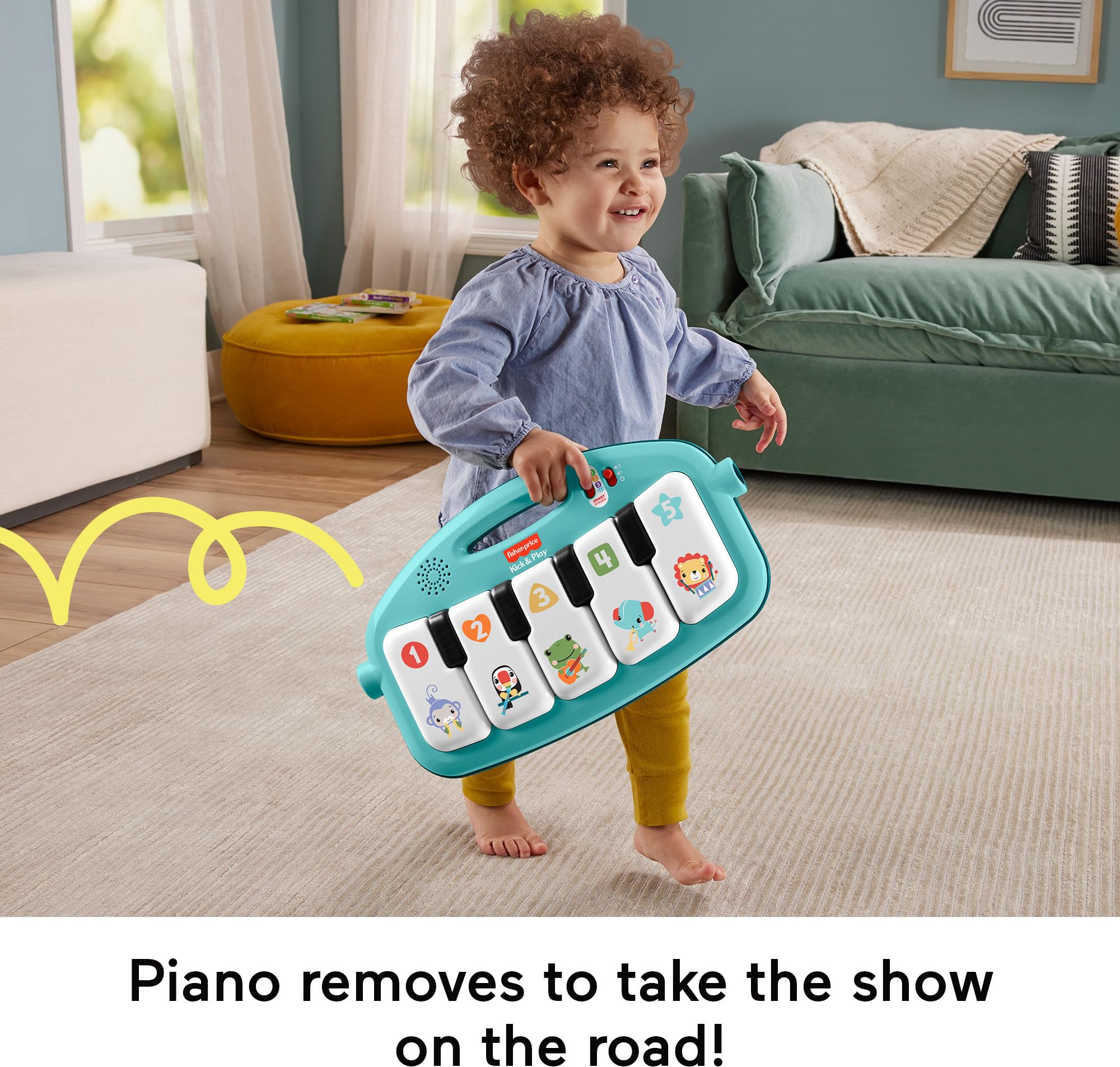 New As-Is Fisher-Price Glow  Grow Kick  Play Piano Gym Blue Playmat w Maracas 0 Months Retail $84.00
