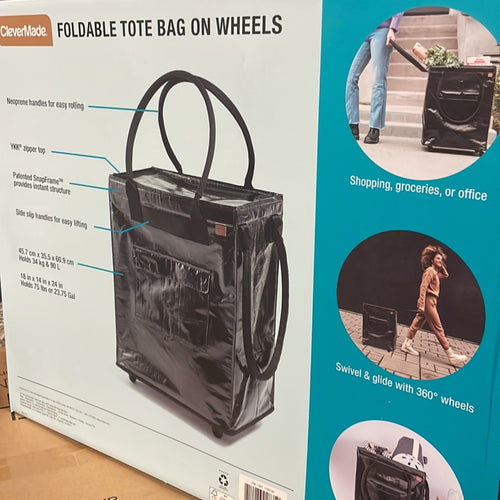 Black 90L Polypropylene Modern Rectangle Rolling Hauler Bag Laundry Hamper 24x18x14in