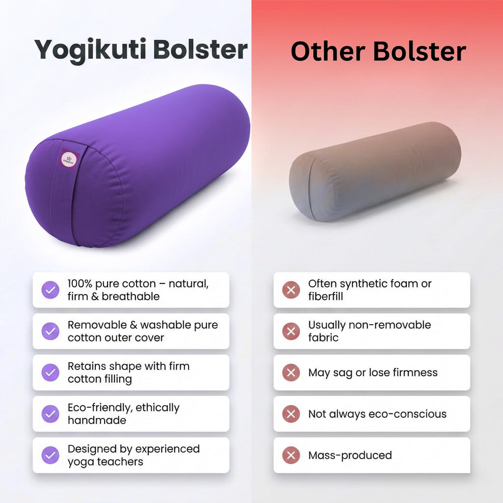 Purple Cylindrical Yoga Bolster with Washable Cotton Cover