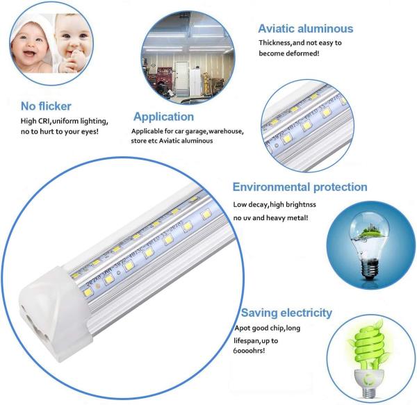 10Pack 4FT LED Shop Light - 50W 8000LM 6500K Linkable Clear Cover T8 LED Tube Light for Workshop, Warehouse, Basement - Plug and Play Retail $77.00