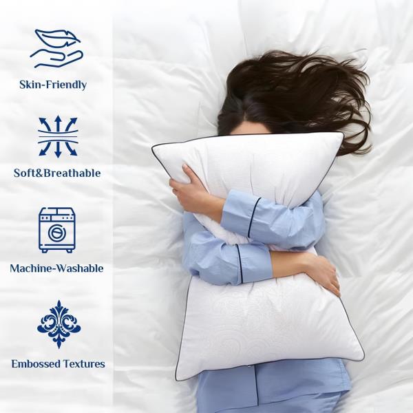 JOLLYVOGUE King Size Pillows Set of 4, Cooling and Firm King Pillows with Oeko-Tex Certified Down Alternative Filling for Side, Back, and Stomach Sleepers, Hotel Collection Retail $39.00