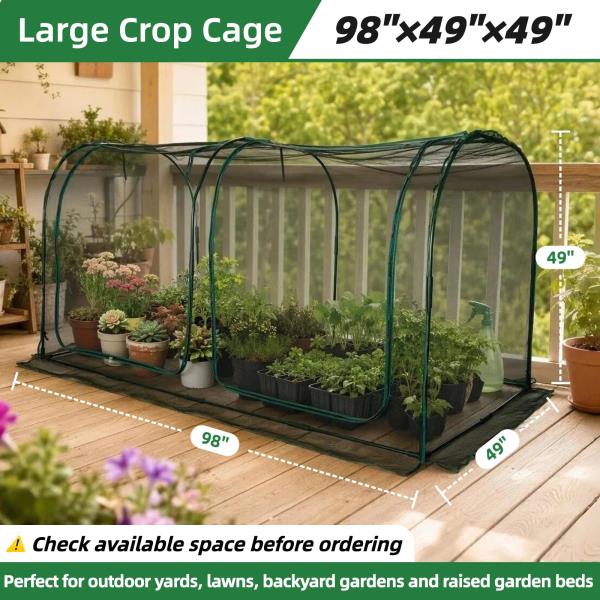 Crop Cage for Garden 98x49x49 Tunnel Plant Netting Cover with Zipper