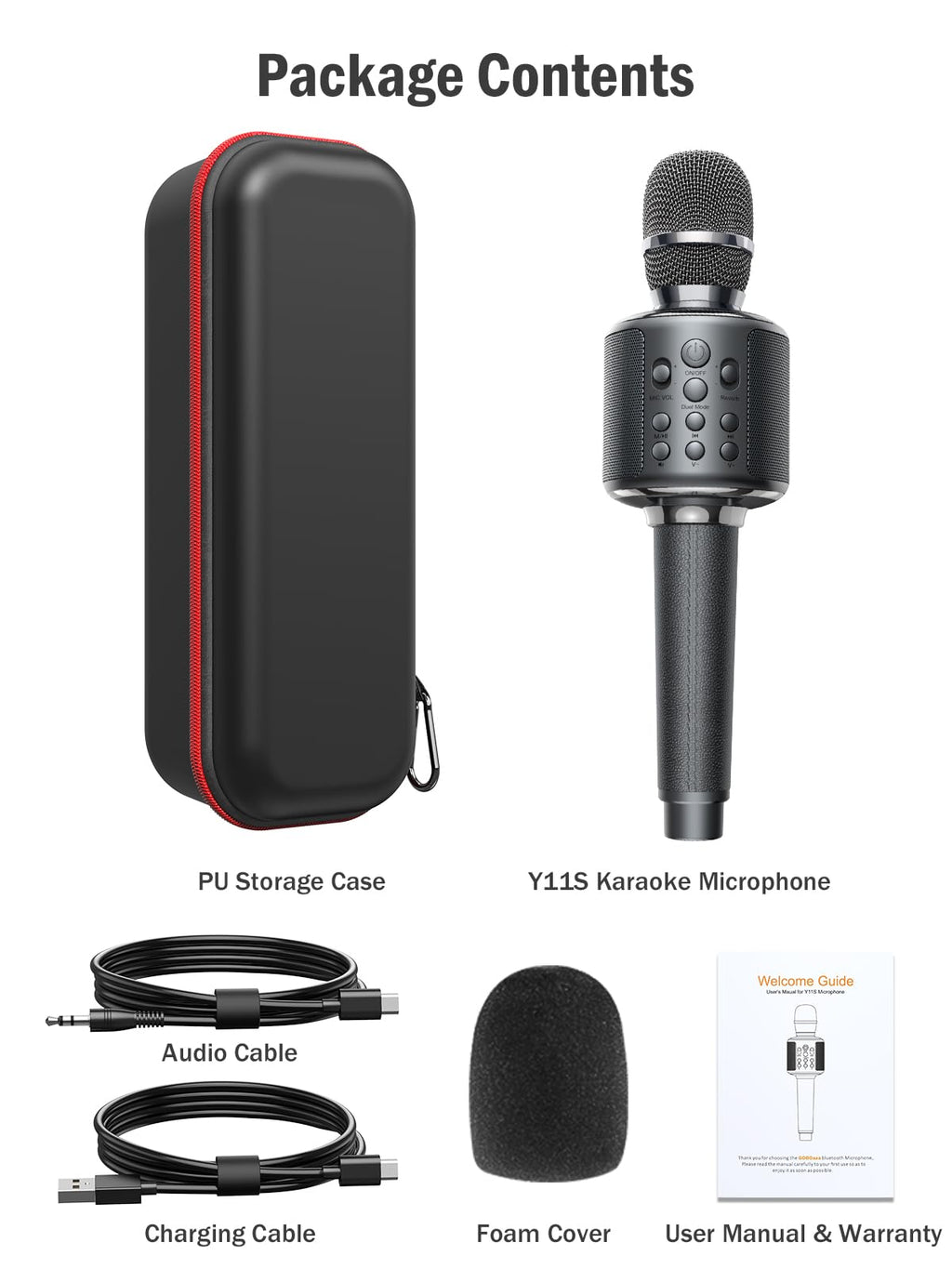 Wireless Bluetooth Karaoke Microphone Built-in Speaker 10H Playback Duet Mode Gray Retail $35.00