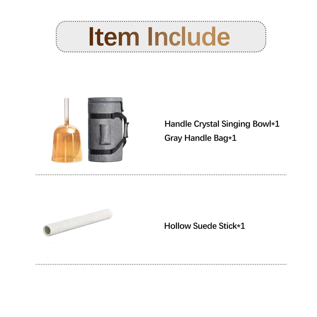 Inch F Note Golden Tea Quartz Handle Singing Bowl with Carry Case for Sound Healing