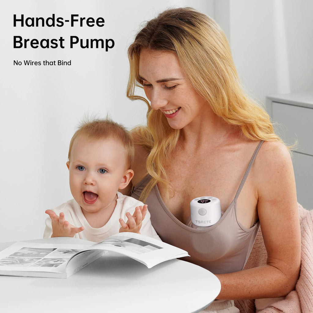 TSRETE Breast Pump, Double Wearable Breast Pump, Electric Hands-Free Breast Pumps with 2 Modes, 9 Levels, LCD Display, Memory Function Rechargeable Double Milk Extractor-24mm Flange, White Retail $62.00