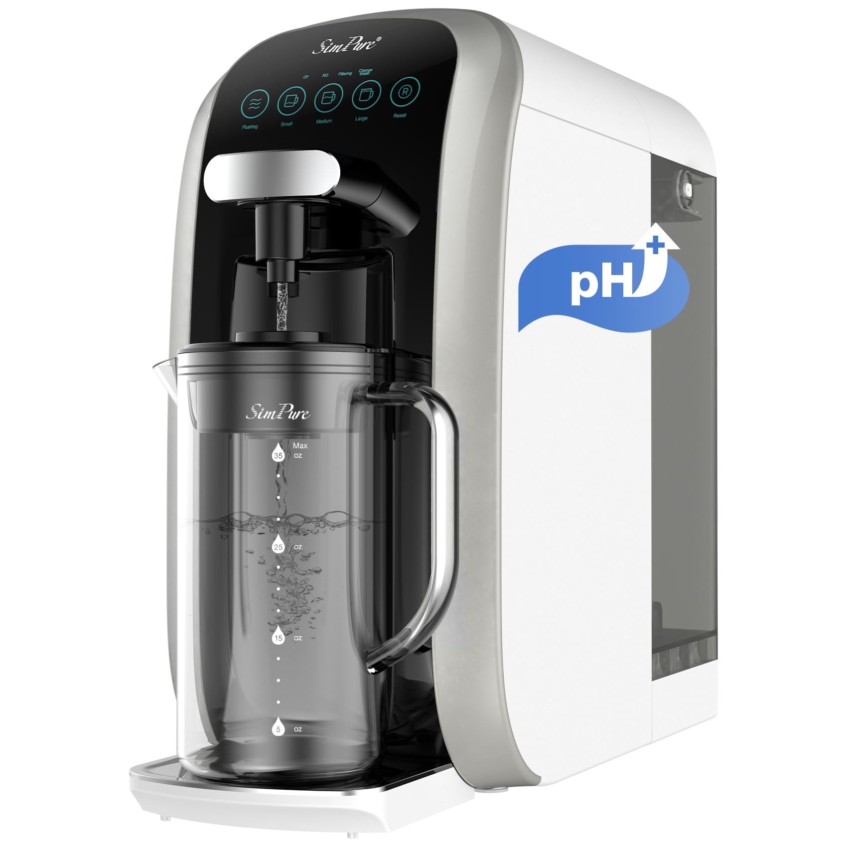 SimPure Y7T-A Countertop Reverse Osmosis Water Filter, NSF/ANSI 58 Certified, 5 Stage RO Water Filtration System, Water Purifier for Home, No Installation, 4: 1 Pure to Drain, pH+ Balanced ALK Taste Retail $299.00