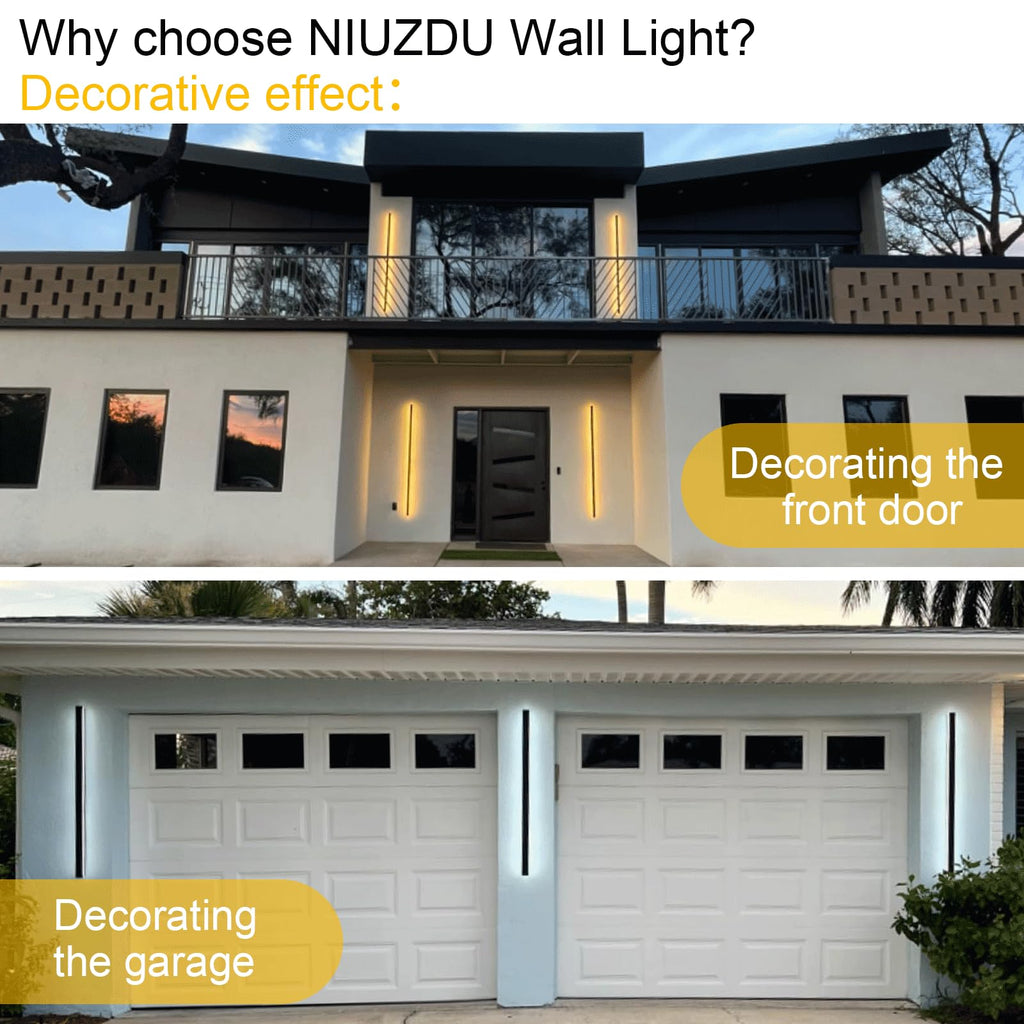 Modern Black 47.3 Dimmable Linear Exterior Wall Sconce