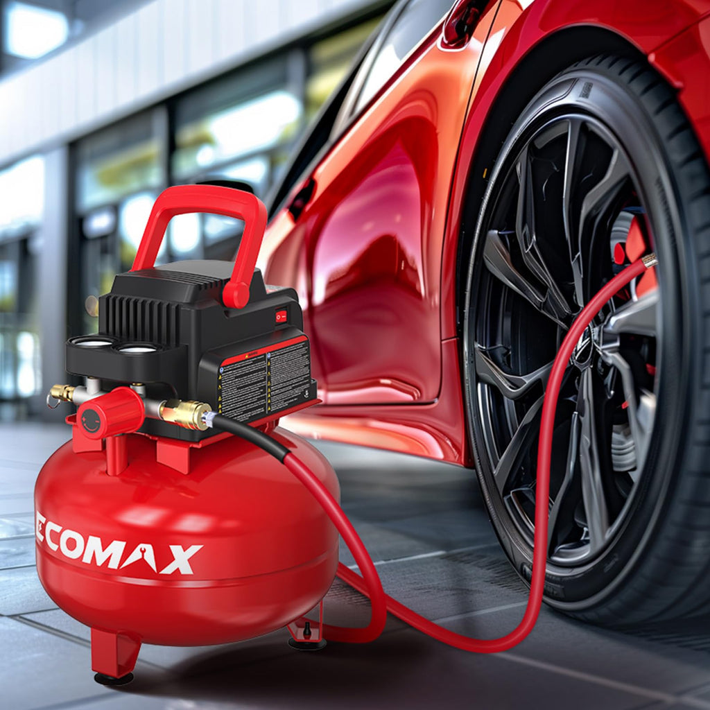 Open-Box New ECOMAX 3 Gallon 110 PSI Oil-Free Portable Pancake Air Compressor.