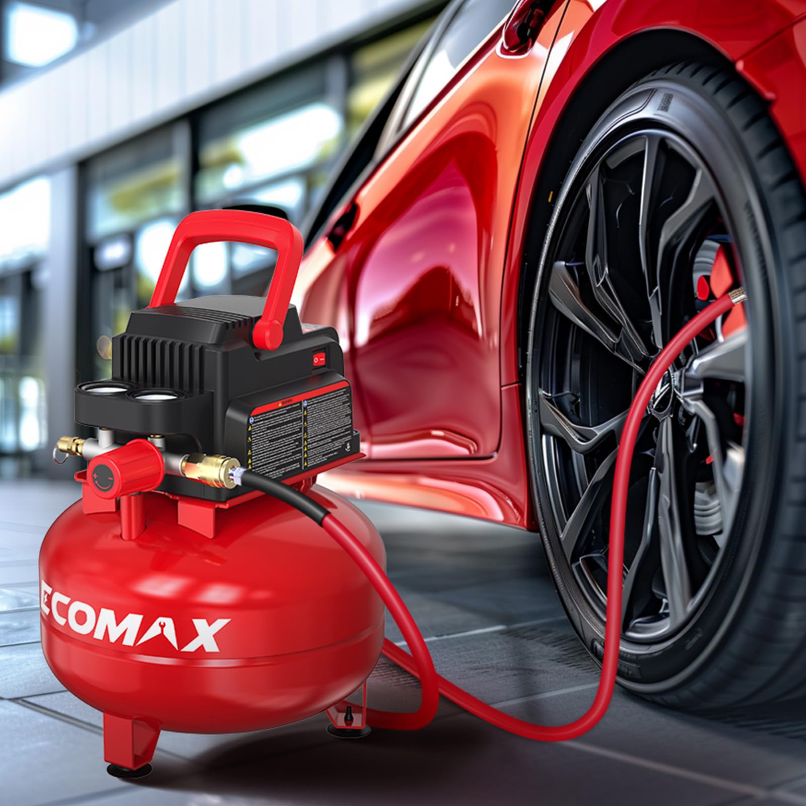 Open-Box New ECOMAX 3 Gallon 110 PSI Oil-Free Portable Pancake Air Compressor.