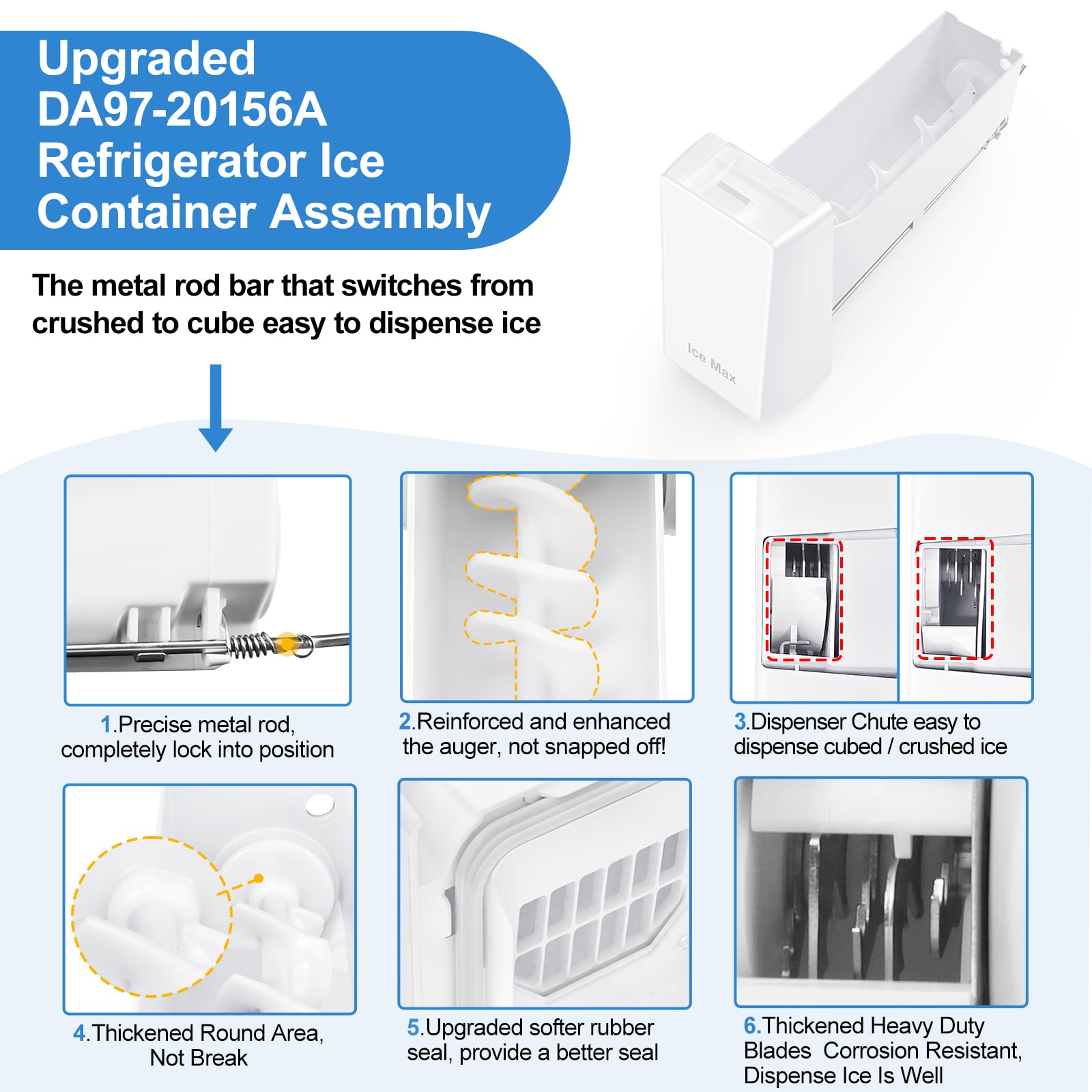 Open-Box New ALVAR DA97-20156A Upgraded Ice Bucket with Auger for Samsung Refrigerators Retail $77.60