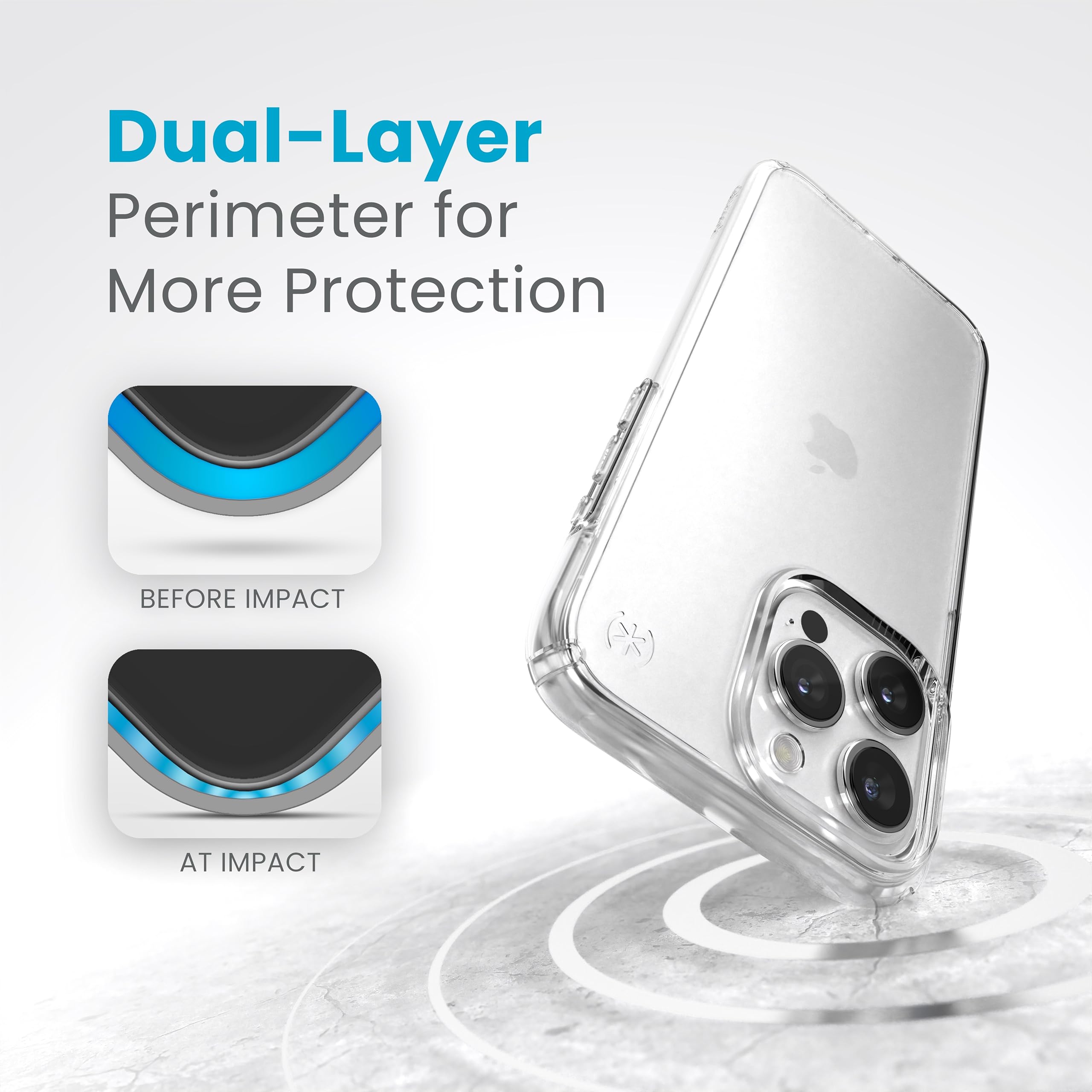 Speck Presidio Clear Anti-Yellowing Case for iPhone 15 Pro Max Clear