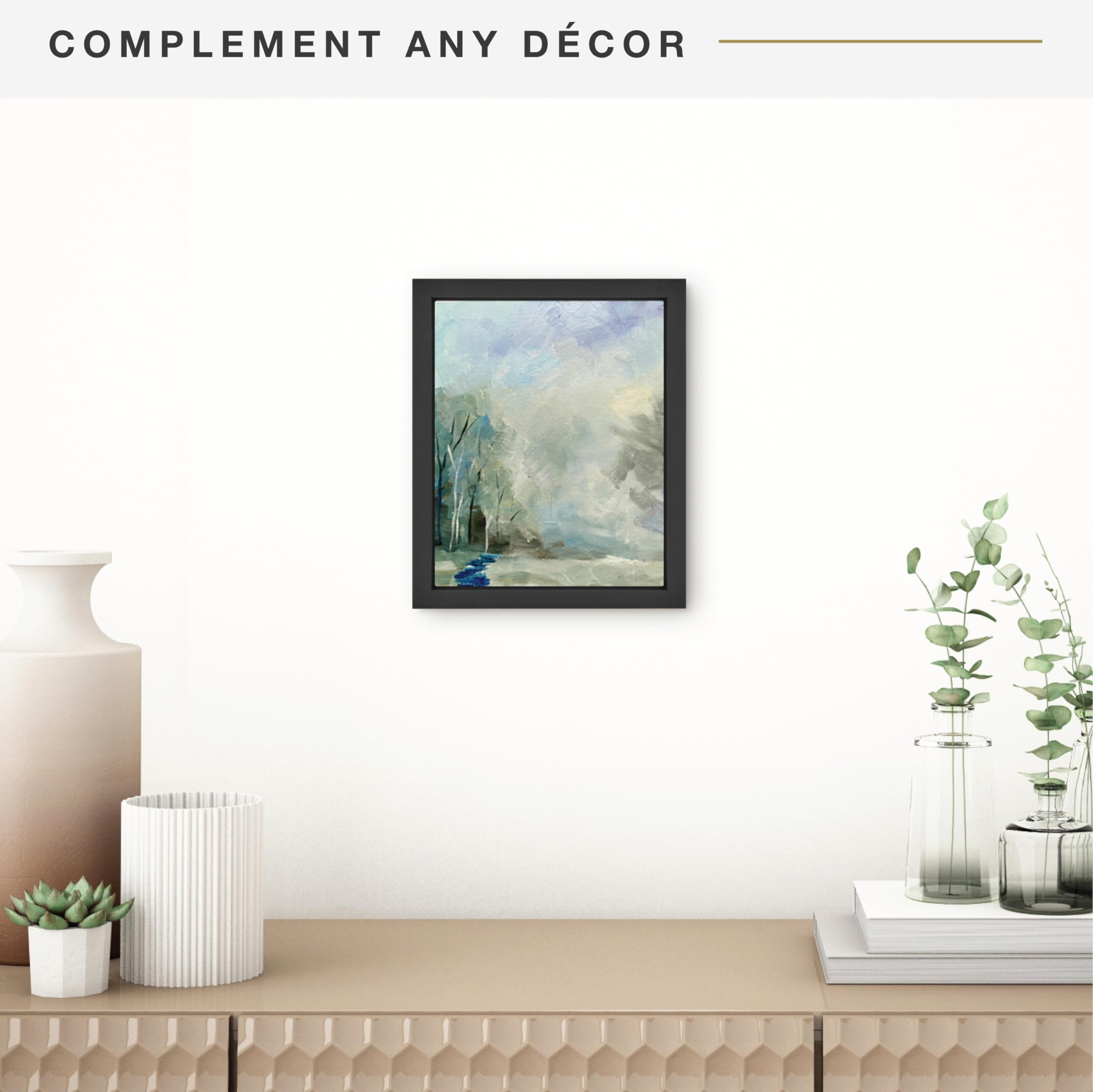MCS Canvas Float Frames 8x10 Frame, Black Frame for Finished Canvases, Vertical & Horizontal Wall Hanging Frame with Adhesive for Canvas Paintings (1-Pack)