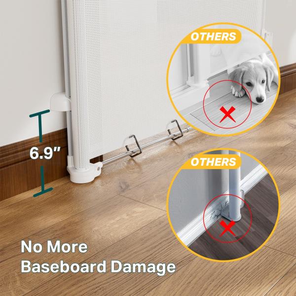 Retractable Baby Gate for Stairs and Doorways 37-55 Inch White
