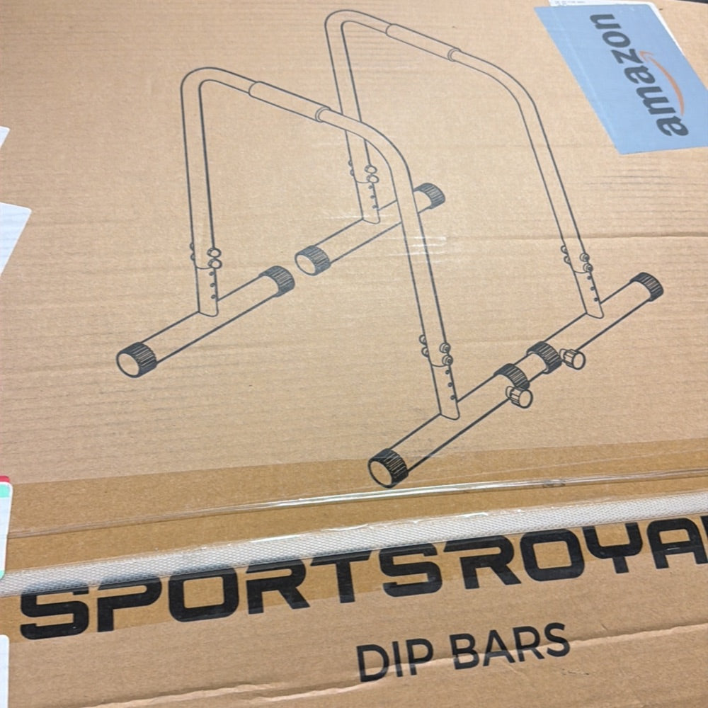 Open-Box New Sportsroyals DP3 Adjustable Dip Station 400LBS Heavy Duty Parallette Bars - Black.