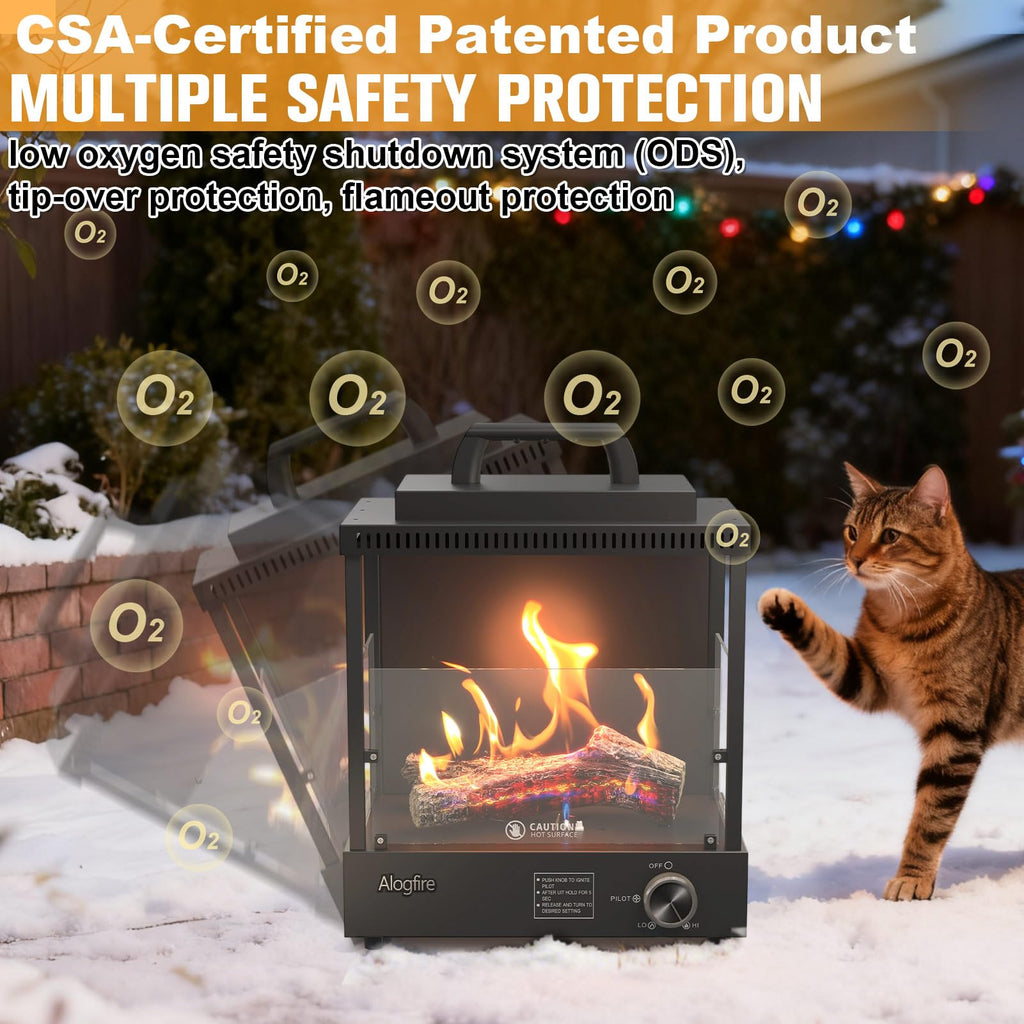 Portable Tabletop Propane Gas Fire Pit 8200 BTU Black