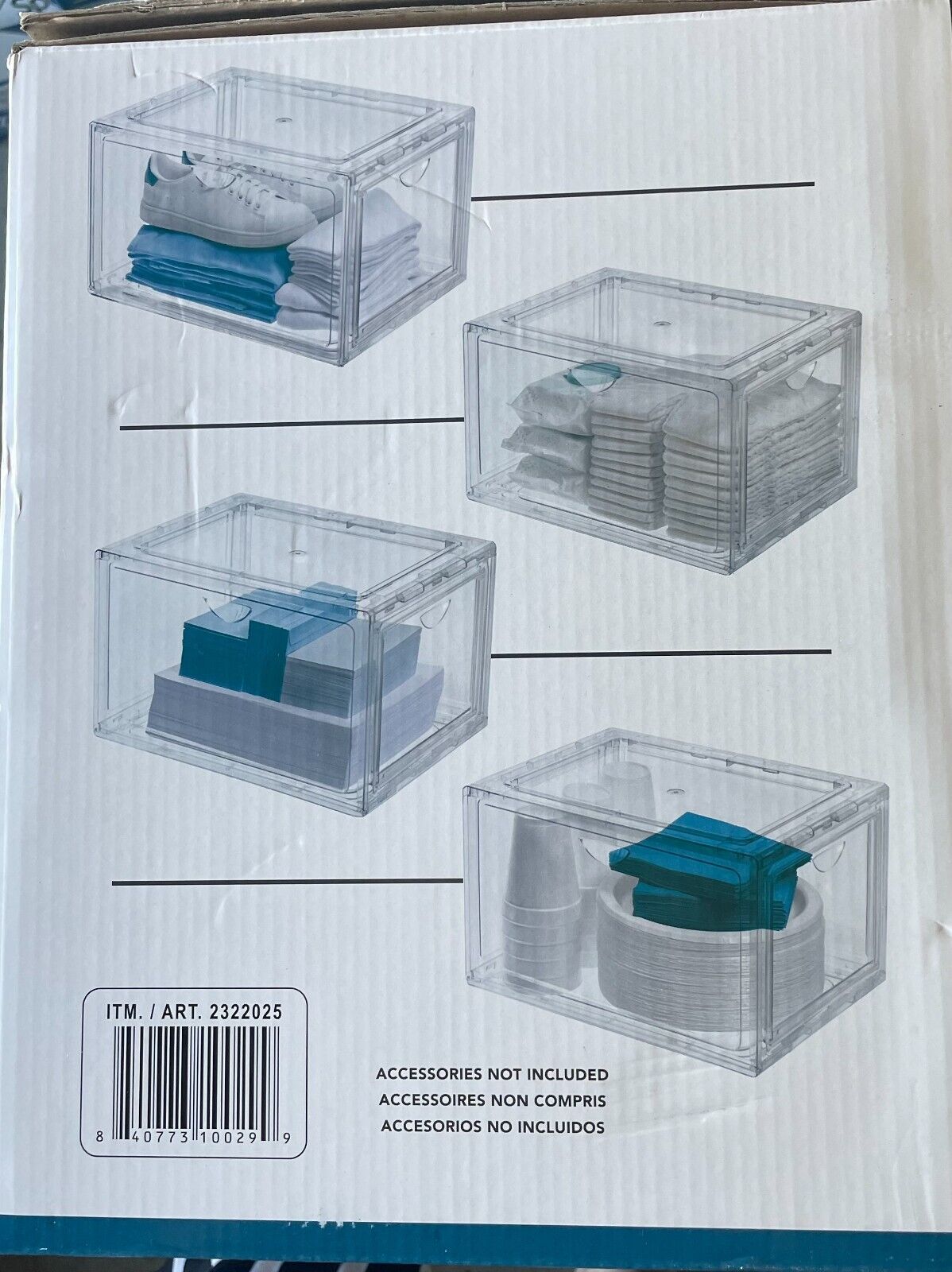 HUIZHOU Clear Stackable Shoe Box 4-Pack