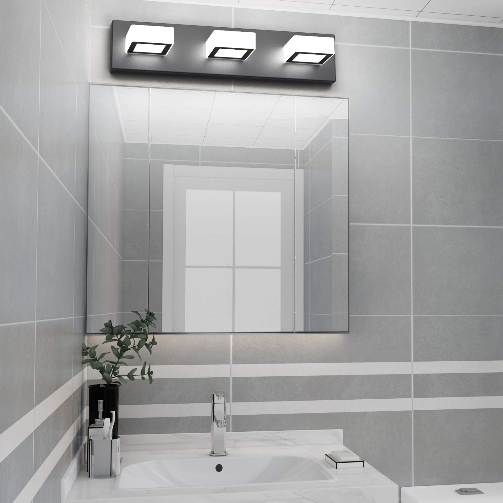 Modern Black LED 3-Light Acrylic Bathroom Vanity Wall Lighting Fixture Black-White