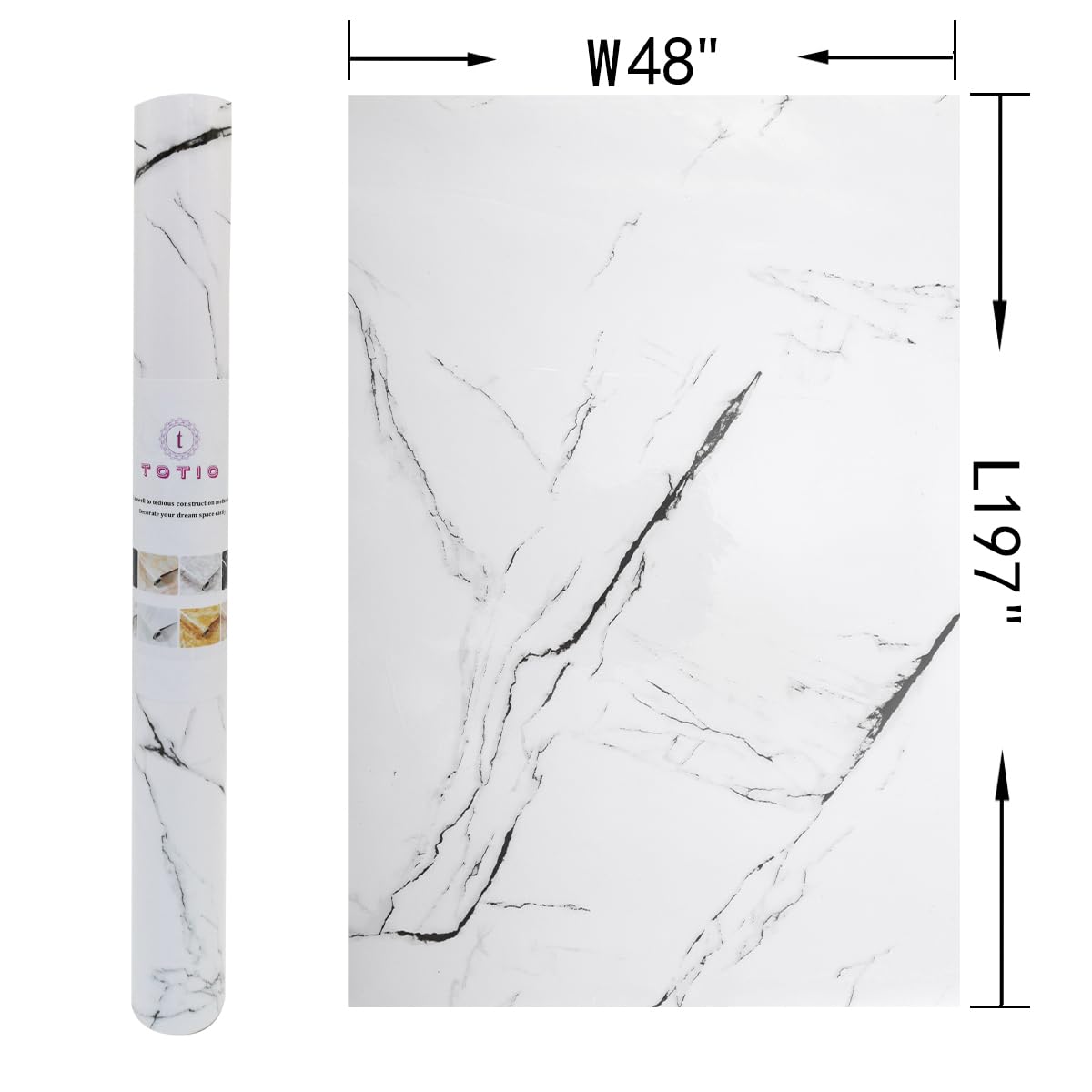 Extra Wide Black White Marble Peel and Stick Wallpaper Waterproof Vinyl Contact Paper $50.25
