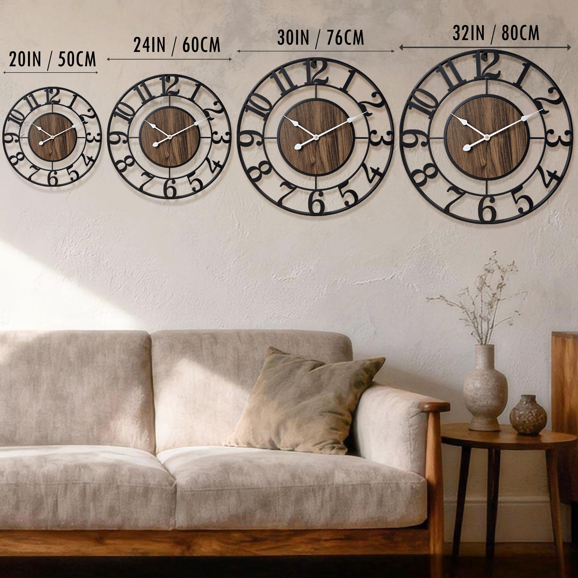 Open-Box New Tixmtry 20-Inch Silent Retro Metal - Wall Clock
