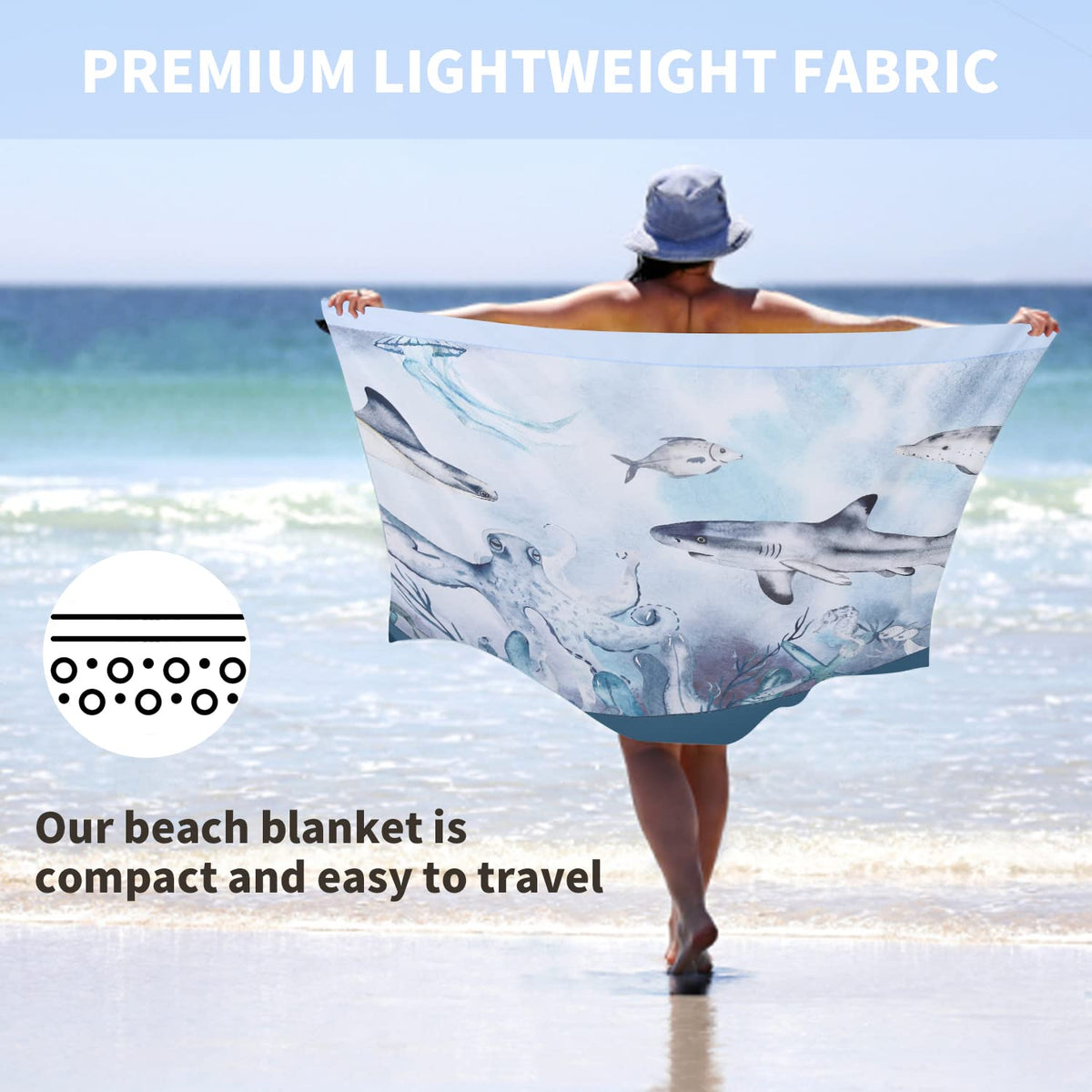 Blue-Sea Camping Blanket 7x7ft Sandproof Beach Mat