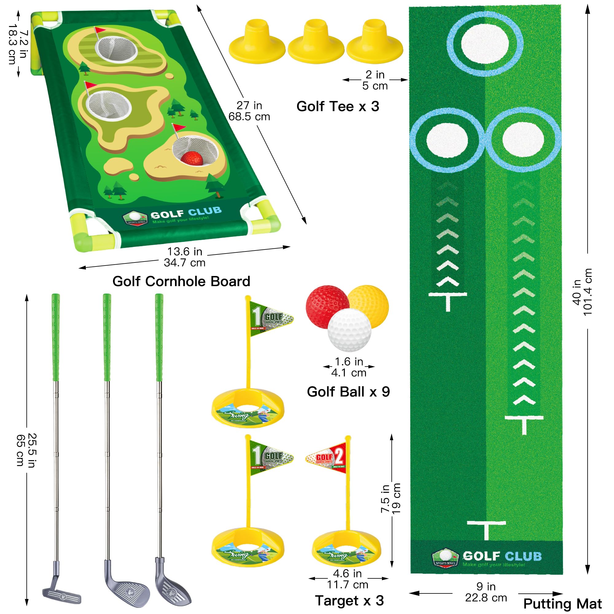 Multicolored Plastic Toy Golf Club for Kids 3-5 Year Old