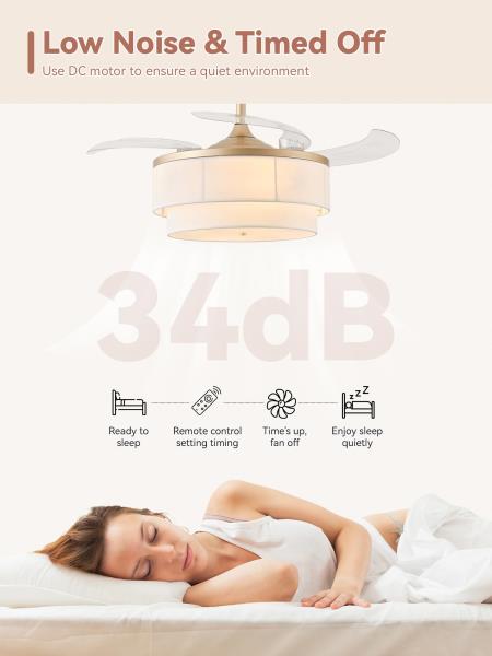 YMKSKJ 42" Retractable Fandelier Ceiling Fan with Light, Boho Chandelier Ceiling Fan with Remote, 6 Speeds Reversible for Bedroom Living Room (Gold) Retail $168.00