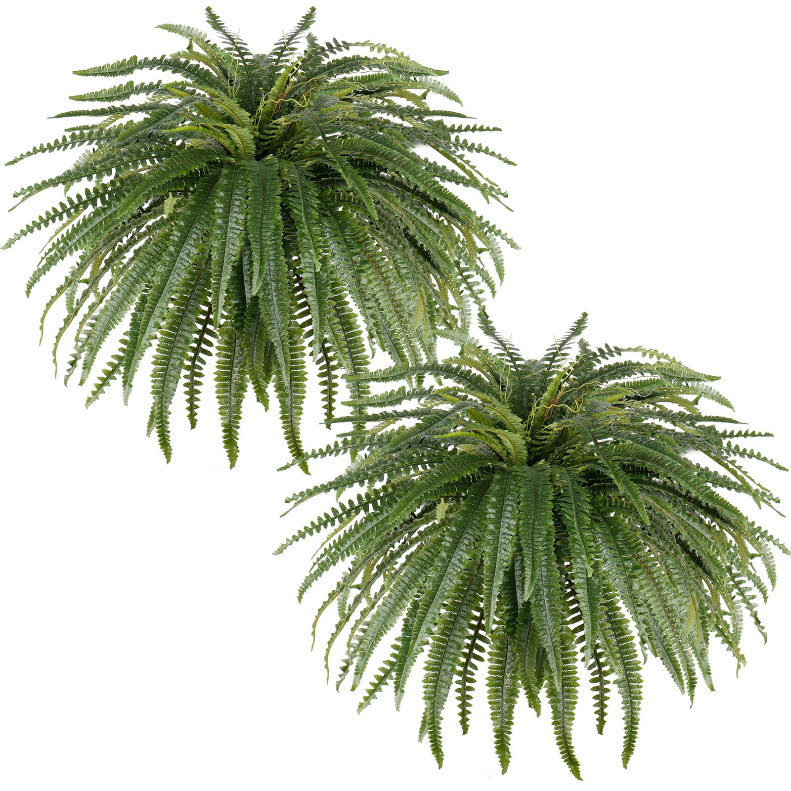 Set of 2 Green UV-Resistant Realistic Artificial Fern Plants 19 Tall
