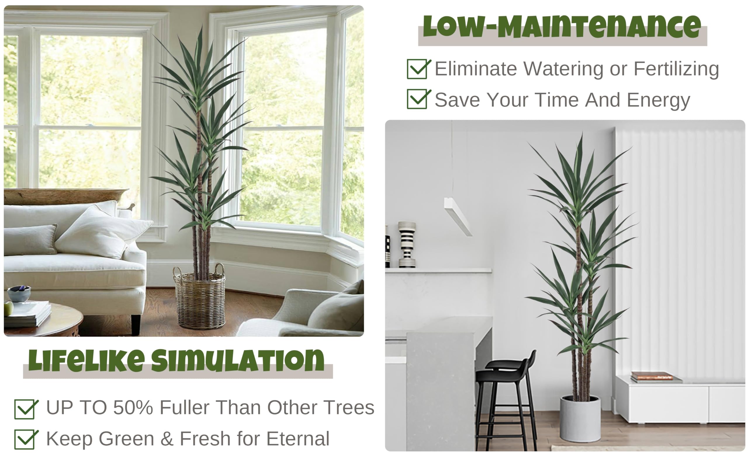 Artificial Agave Plant Tree 7FT Tall 60 Leaves 4 Trunks with Black Pot