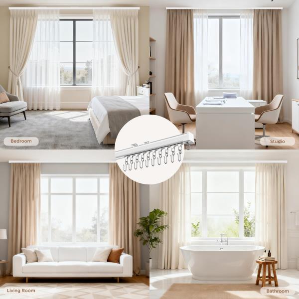Ceiling Curtain Track White 12-15 ft Heavy Duty Ceiling/Wall Mount Rail Retail $66.00