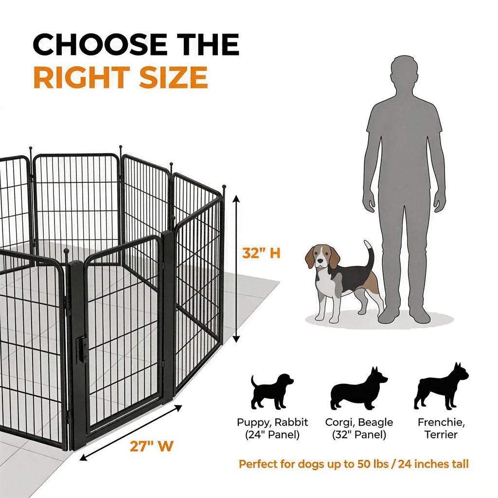 Dog Playpen for Small/Medium Dogs - 32 inch 8 Panels Heavy Duty Metal Puppy Fence Outdoor Indoor with Door, Anti-Rust Foldable Puppy Pen Pet Enclosure, Portable Exercise Kennel for Camping, Yard, RV Retail $89.00