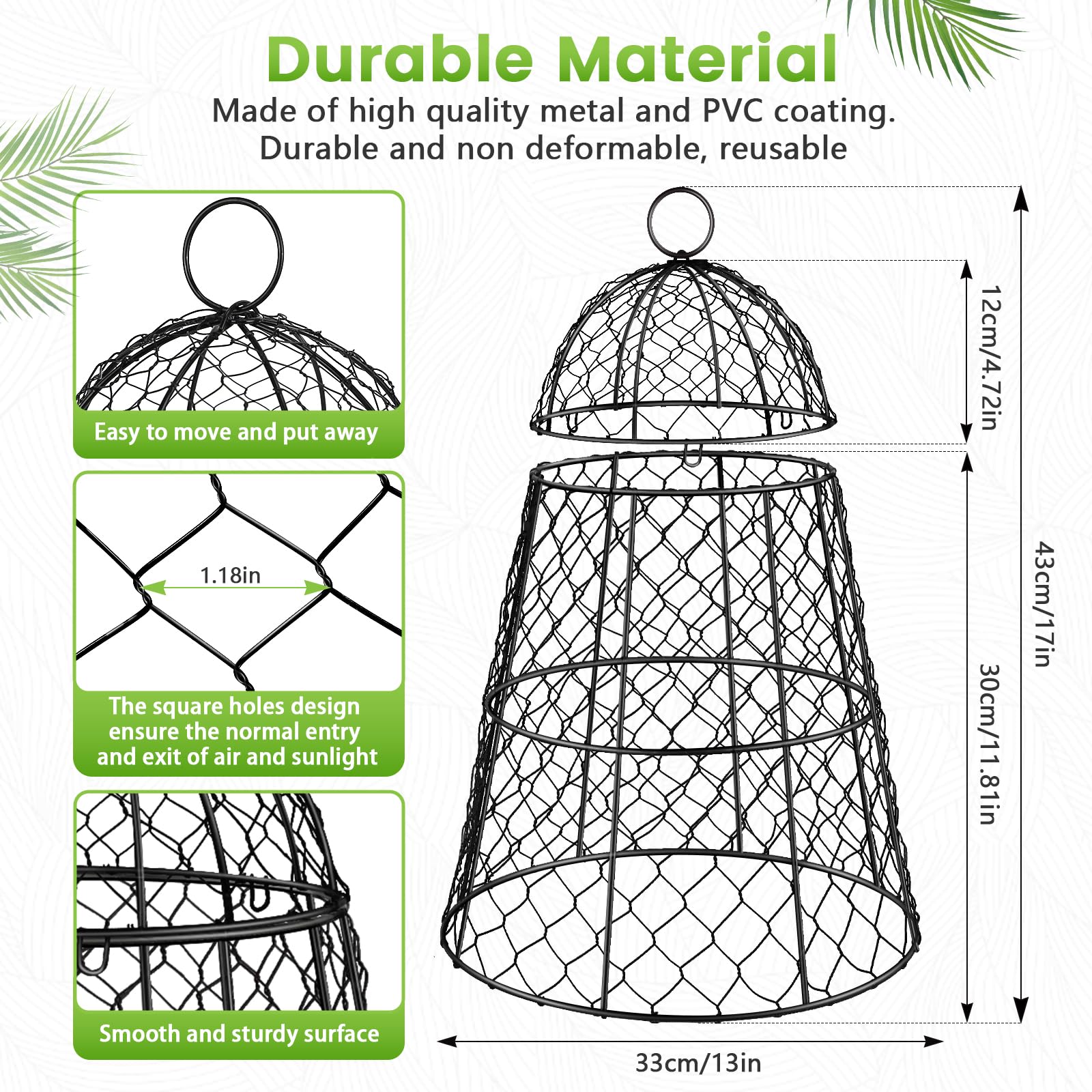 Pcs Black Metal Chicken Wire Garden Cloche Plant Covers 17 H x 13 D