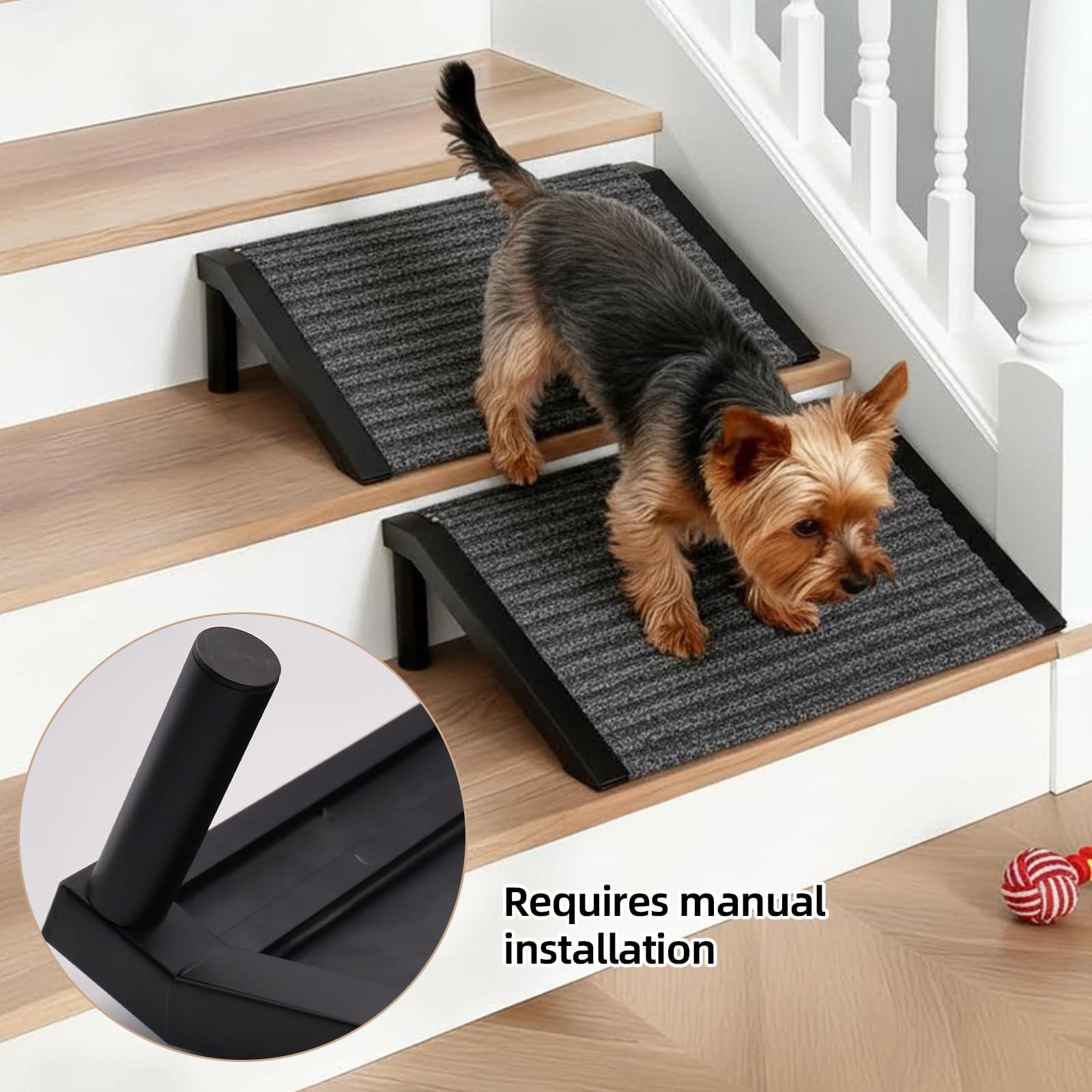 Dog Ramp for Stairs Non-Slip Pet Steps with Locked-in Carpet Iron Frame