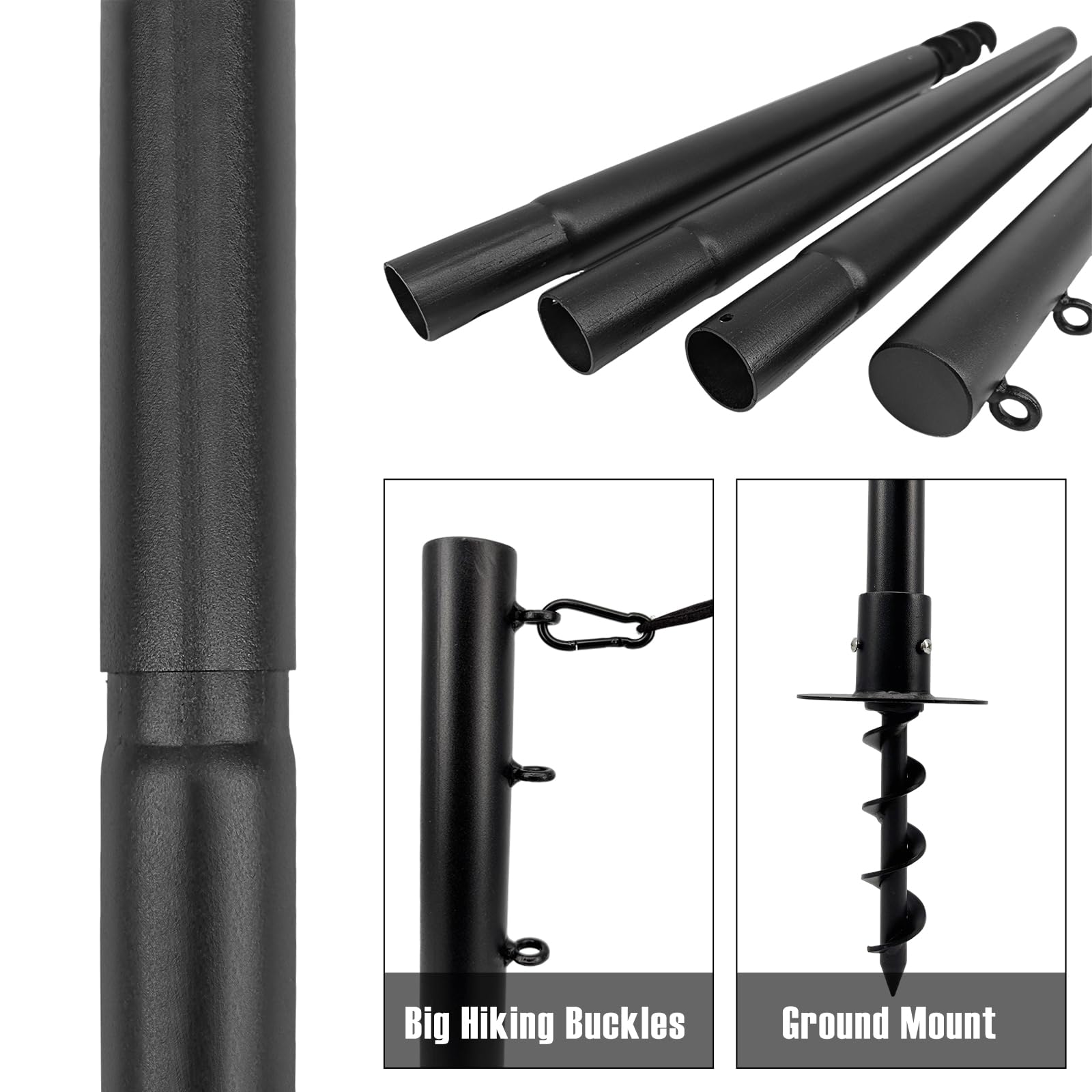 ft Heavy Duty Steel Sun Shade Sail Support Pole Kit Black