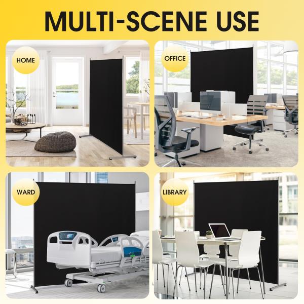 RANTILA Single Large Panel Room Divider, Privacy Screen for Office, Partition Separators, Freestanding Divider 71''W x 71''H, Black Retail $34.00